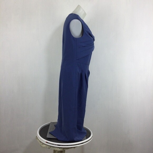 Lafayette 148 New York Dreas V-neck Pleated Twist Sleeveless Blue Dress Size 4 - Picture 3 of 8